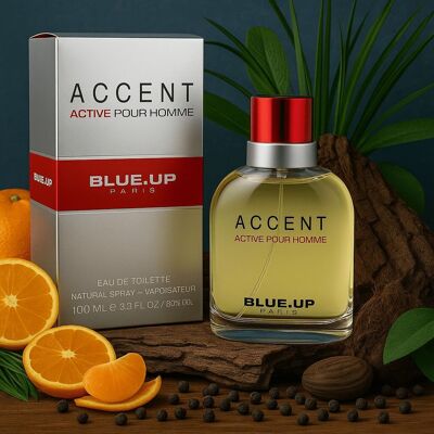 BLUE UP ACCENT ACTIV FOR MEN – Eau de Toilette da uomo 100 ml | Ispirazione fresca, legnosa e aromatica