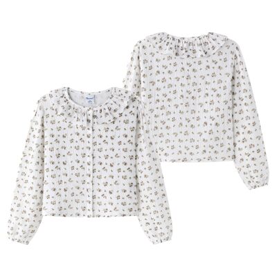 Blusa corta de manga larga con cuello volante JGI95784