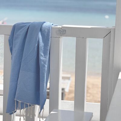Fouta Hammam Nid d'Abeille - Bleu de Provence - 100x200cm