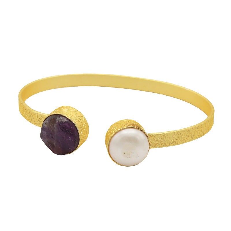 Bracciale Kumar con ametista viola e perla
