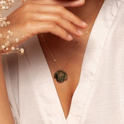 Collana Bloom Deco verde su catena placcata oro