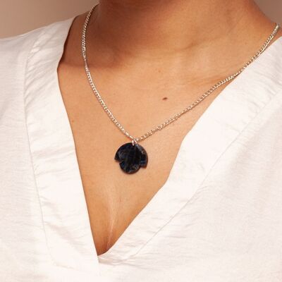 Collar Bloom Deco azul con cadena de plata
