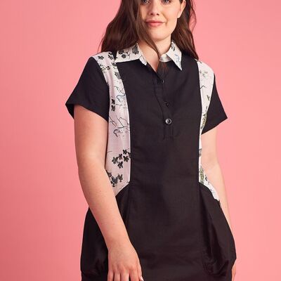 Plus size tunic with black printed yoke (A877)