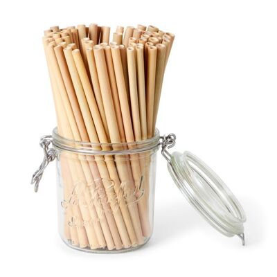 Set of 100 bamboo straws - classic diameter