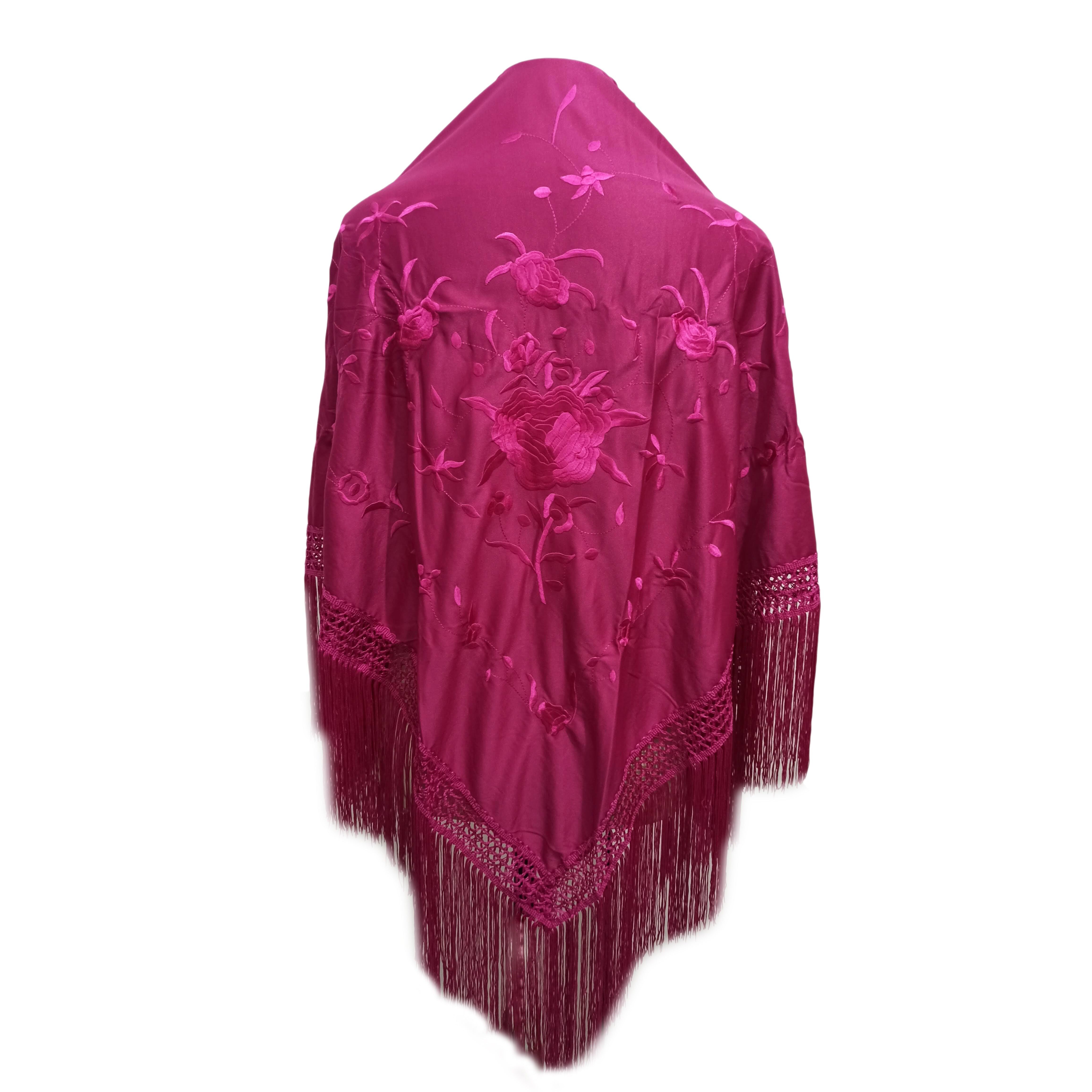 Grande scialle flamenco ricamato · Bougainvillea (160 x 85 cm) ultime unità!