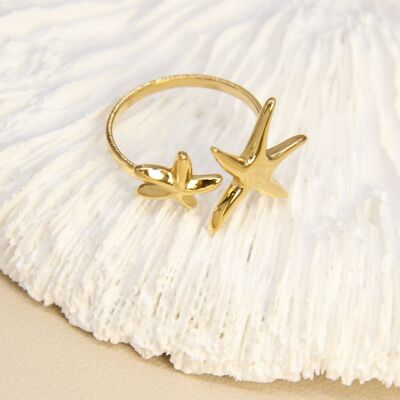 Bague Étoile de Mer – Acier inoxydable doré
