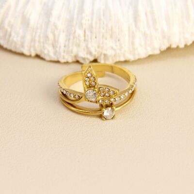 Anillo ajustable de cola de sirena con diamantes de imitación (plata u oro)