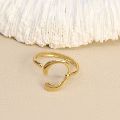 Bague ajustable croissant lunaire – acier inoxydable