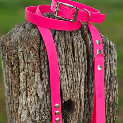 Waterproof BioThane© Dog Collar & Dog Lead - Neon Pink