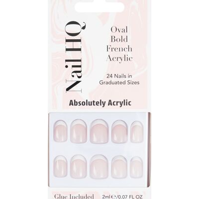 Nail HQ Unghie acriliche ovali French Bold (24 pezzi)