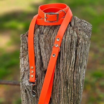 Waterproof BioThane© Dog Collar & Dog Lead - Neon Orange