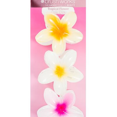 Brushworks Tropical Flower Claw Clips - 3 Pack