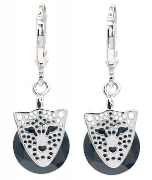 A-D21.3 E516-003 Orecchini 1x2.Zirconi cubici da 5 cm con argento leopardato