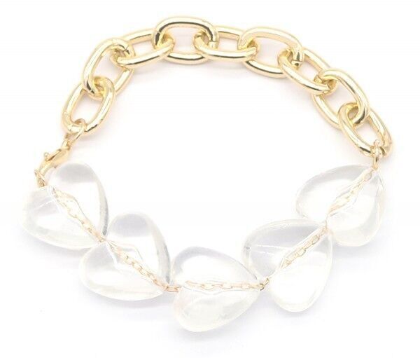 C-E18.5 B1561-024 Bracciale Cuori - Oro Trasparente