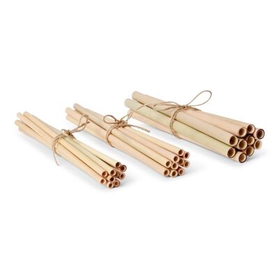 Lot of 200 bamboo straws - mix of diameters
