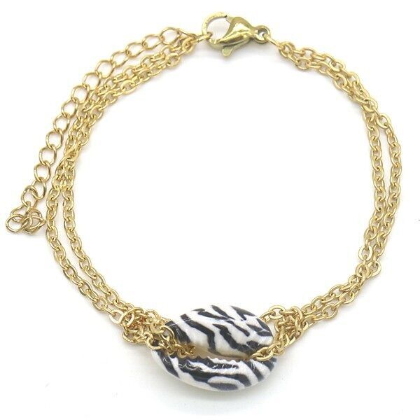 A-B2.3 B2121-007G S.Bracciale in acciaio Shell Zebra Gold