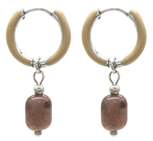 B-E17.4 E2142-030S Orecchini in acciaio S. 1x2,5 cm Avventurina viola