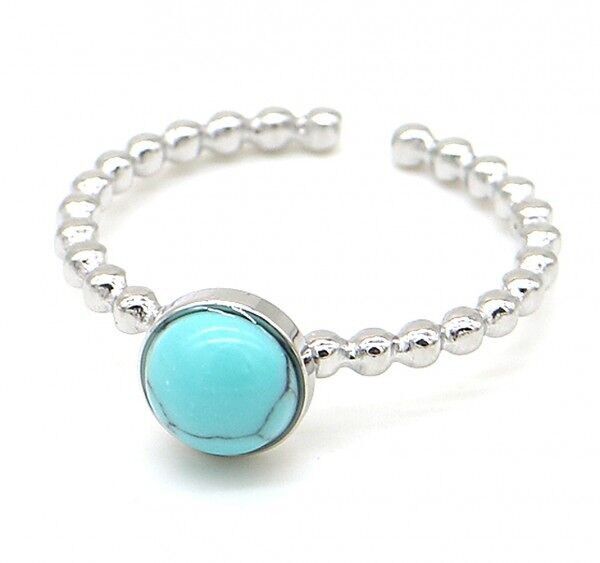 D-E7.4 R2142-011S S.Anello in acciaio regolabile turchese