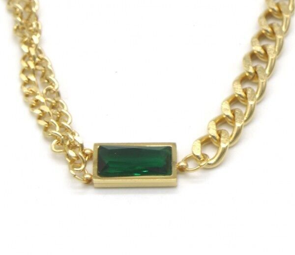 E-D7.2 N014-008G S.Collana a strati in acciaio con pietra