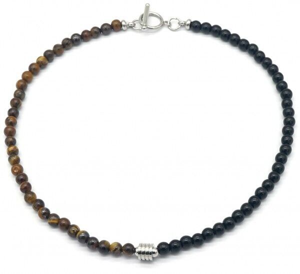 G-D5.2 N023-001 S.Collana unisex in acciaio con occhio di tigre da 6 mm