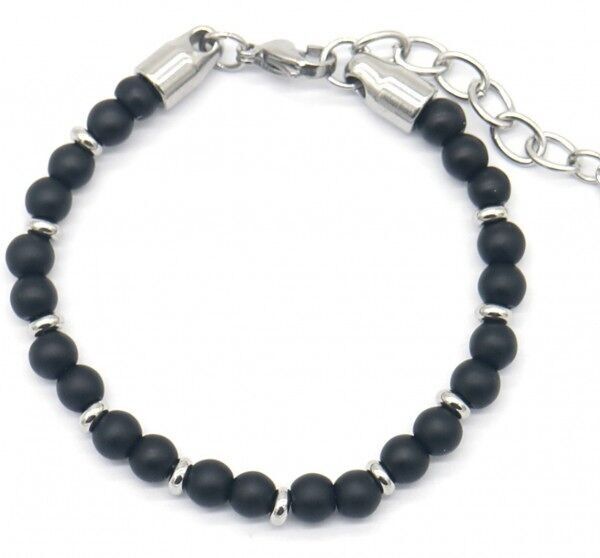 D-C19.1 B023-006 S.Acciaio con pietra nera satinata 6 mm