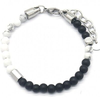 C-D3.3 B023-007 S. Steel with White Turqoise 6mm