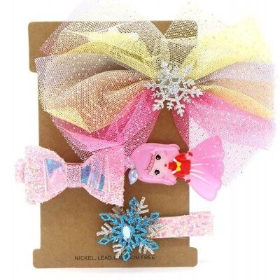 S-A2.4 H009-033B Kids Hair Fashion Set 4pcs Princess Pink