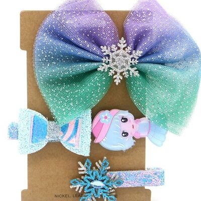 S-B1.2 H009-033A Kids Hair Fashion Set 4pcs Princess Blue