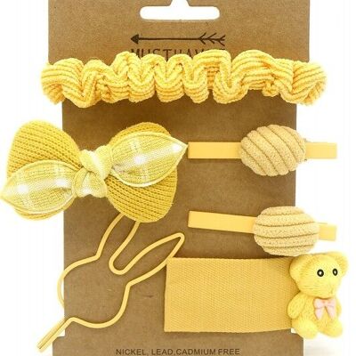 S-K8.2 H009-013B Ensemble de coiffure pour enfants 6 pièces Jaune