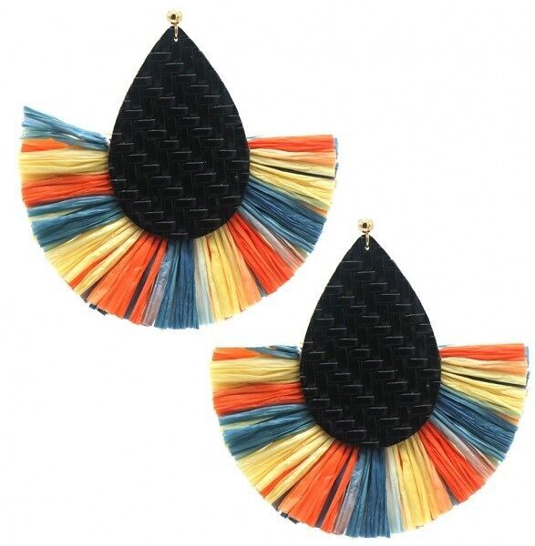 E-F7.2 E1651-015 Orecchini Paglia 8x8cm Nero