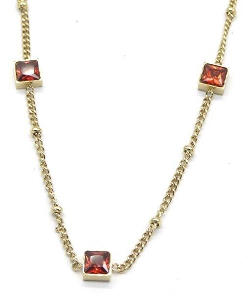 F-F23.1 N028-003G S.Collana in acciaio con zirconi cubici rossi