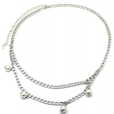 J-B1.1 BELT008-006S Layered Chain Belt Pearls 80-100cm