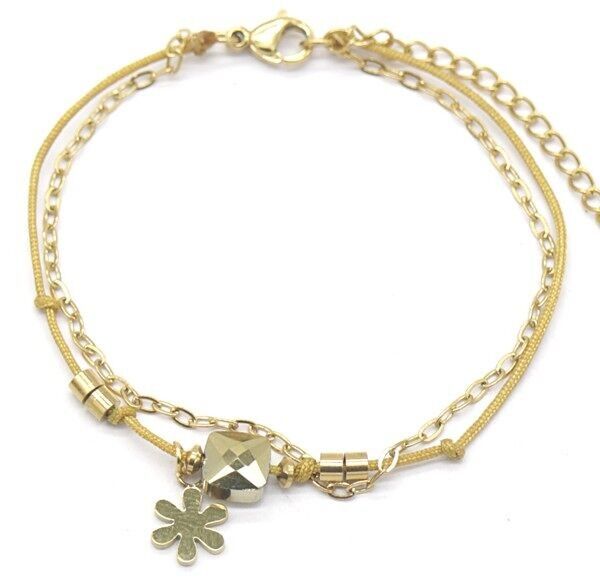 B-D4.4 B031-018SG S.Bracciale in acciaio a strati con fiori