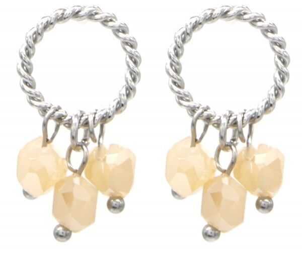 E-F6.2 E031-128S S.Orecchini in acciaio con perle di vetro 1x2cm