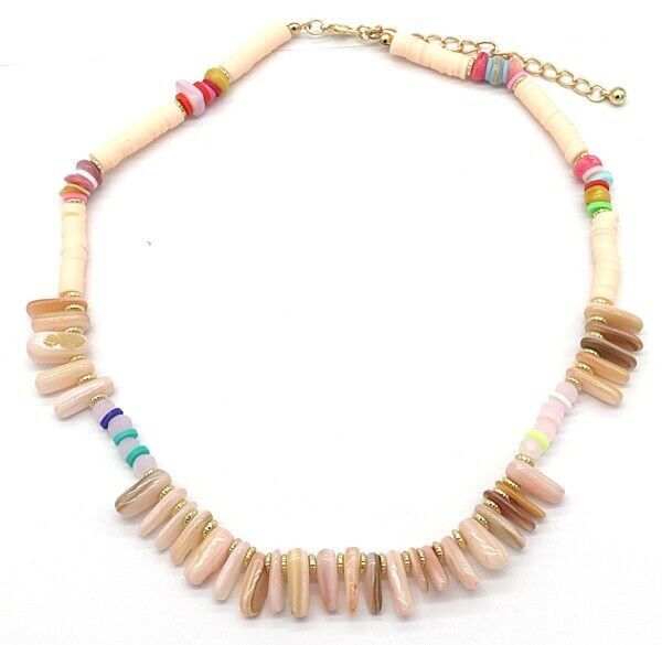 I-F18.2 N536-217 Collana di conchiglie 42-49 cm - Rosa