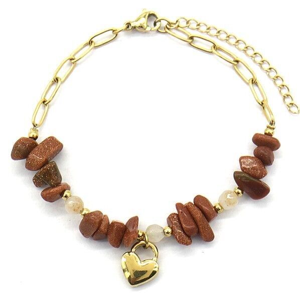 F-B16.2 B031-006G S.Bracciale in acciaio Cuore - Pietre