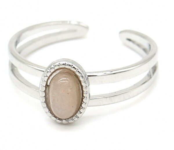 E-D5.1 R2142-018S S.Anello in acciaio regolabile in agata rosa striata