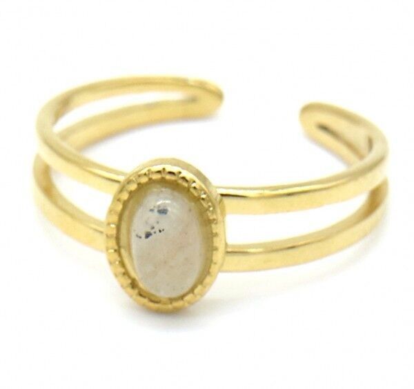 H-C16.2 R2142-018G S.Anello in acciaio regolabile con pietra punteggiata