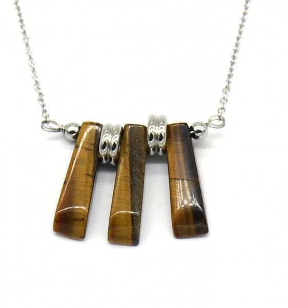 A-A2.1 N031-021S S.Collana in acciaio 2cm Occhio di tigre