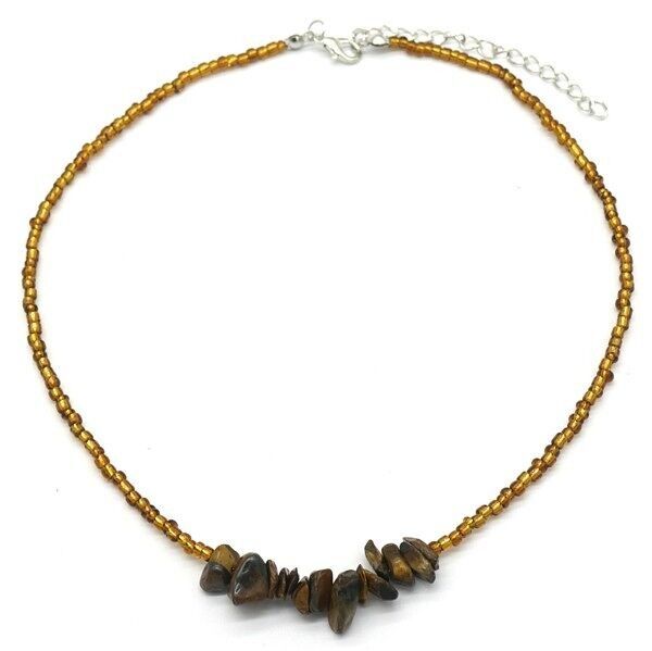 C-D21.2 N2175-006 Collana Perle di Vetro Pietre Marrone