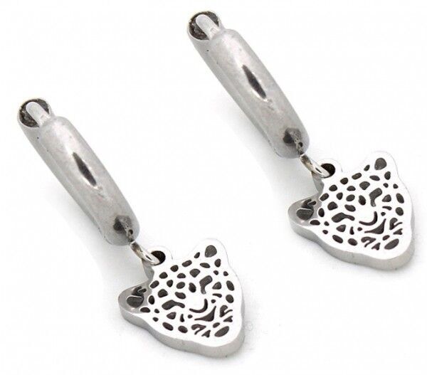 B-D7.4 E1842-010 S.Orecchini in acciaio Leopardo 12x24mm Argento
