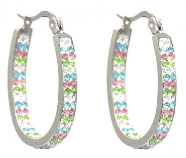 A-B15.2 E041-011S S. Orecchini in acciaio con doppi cristalli 2.8cm Multi