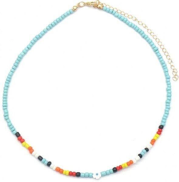 G-B18.4 B1644-001 Collana di perle di vetro 36-42 cm Blu