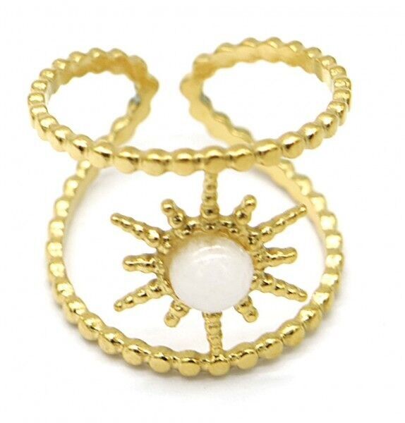 G-D18.4 R221-239G S.Anello in acciaio regolabile Calcedonio bianco