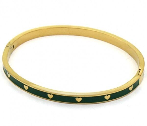 Sol-Si2.3 B221-309 S.Bracciale in acciaio con cuori oro-verde