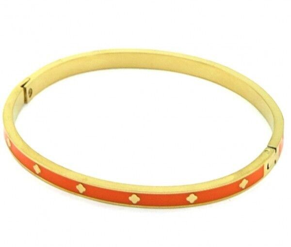 G-C15.3 B221-309 S.Bracciale in acciaio Trifogli Oro-Arancione