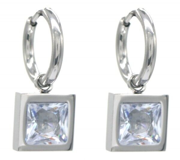 G-A18.4 E2238-059S. S.Orecchini in acciaio da 12 mm, quadrati da 10 mm, bianchi