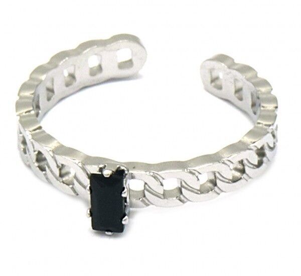 C-A15.1 R221-234S S.Catena ad anello in acciaio regolabile con zirconi neri