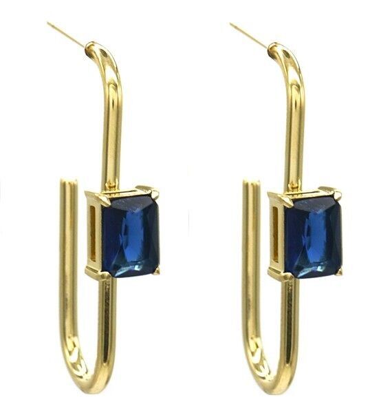 H-B5.4 E042-008G S.Orecchini in acciaio 4cm CZ blu