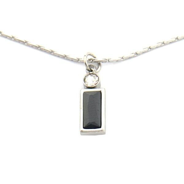 D-D3.1 N042-001S S.Collana in acciaio con ciondolo zircone cubico da 10 mm